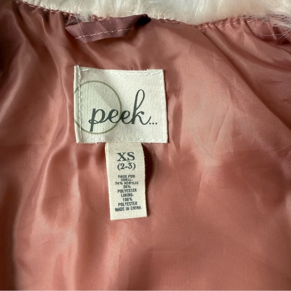 Peek Kids Pink Colorblock Faux Fur Coat Girls Size 2–3 - Picture 2 of 5
